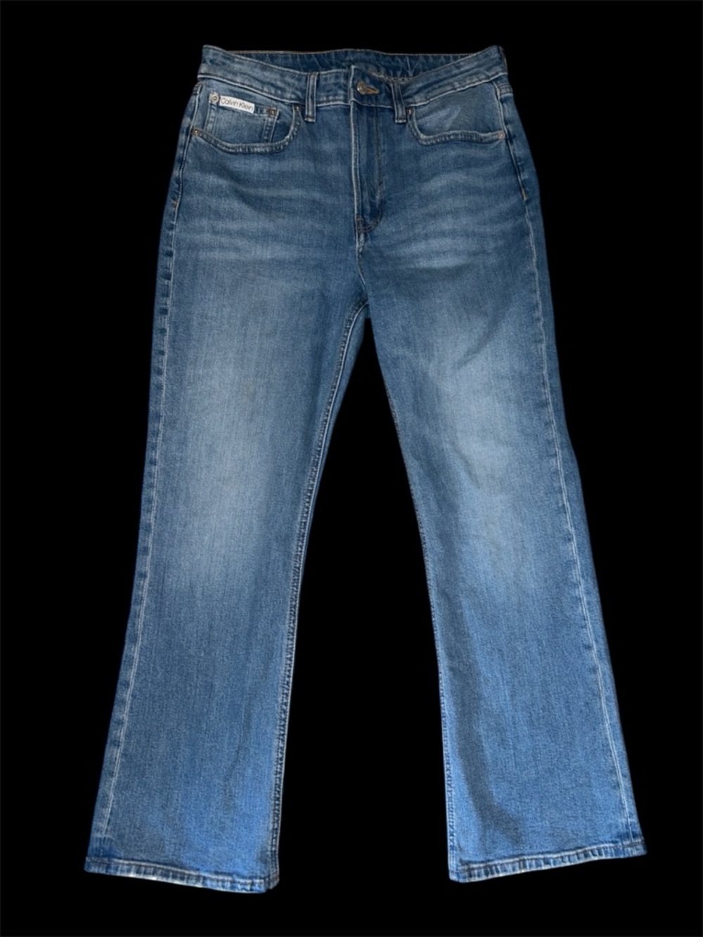 CK High Waisted Cropped Flare Jeans Medium Wash Size 29 Retro Style